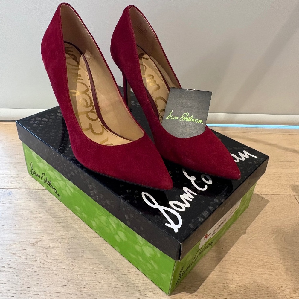 Sam Edelman Hazel Dark Red Suede Pumps, 8.5